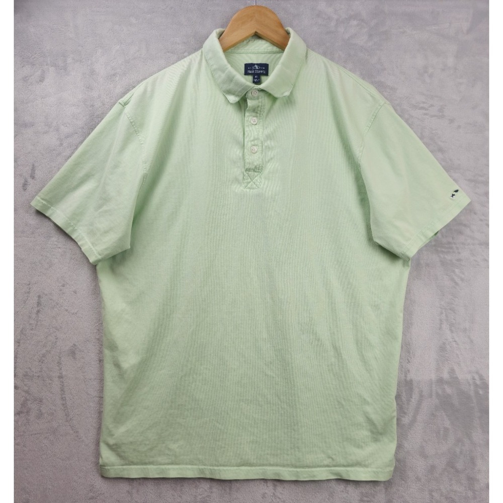 Fish‎ Hippie Polo Shirt Men's XL Green Solid Short Sleeve Casual